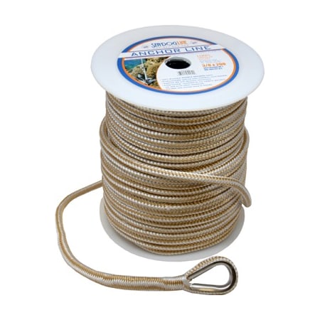 Sea-Dog Sea-Dog 302110060G/W-1 Premium Double Braided Nylon Anchor Line - 3/8" x 60', Gold/White 302110060G/W-1